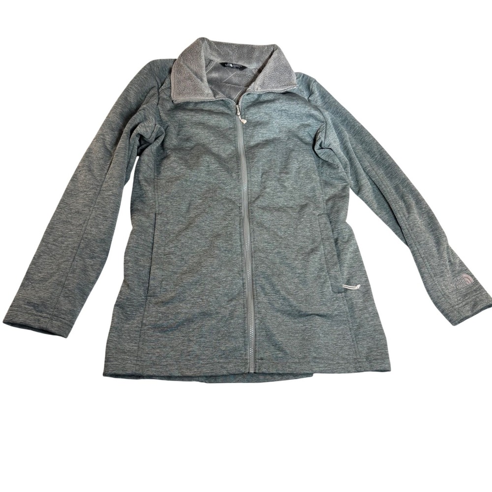 The North Face Womens Gray Quilted Full Zip Fleece Jacket Osito Lined Large - Picture 2 of 10